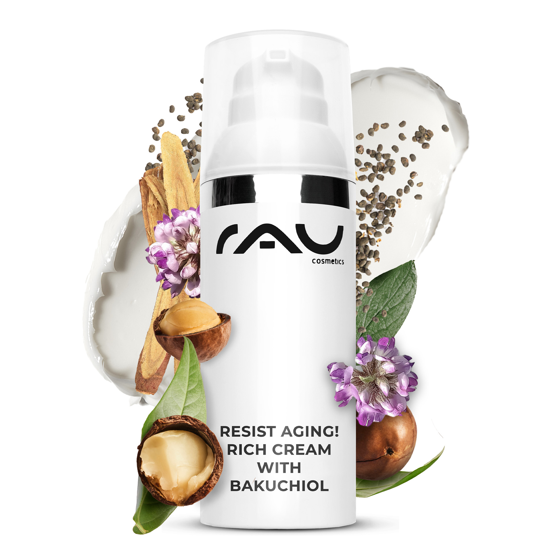 Résistez au vieillissement ! Crème riche au bakuchiol 50 ml Crème de nuit Kräuterig, Kräuter, Pflanze, Blume