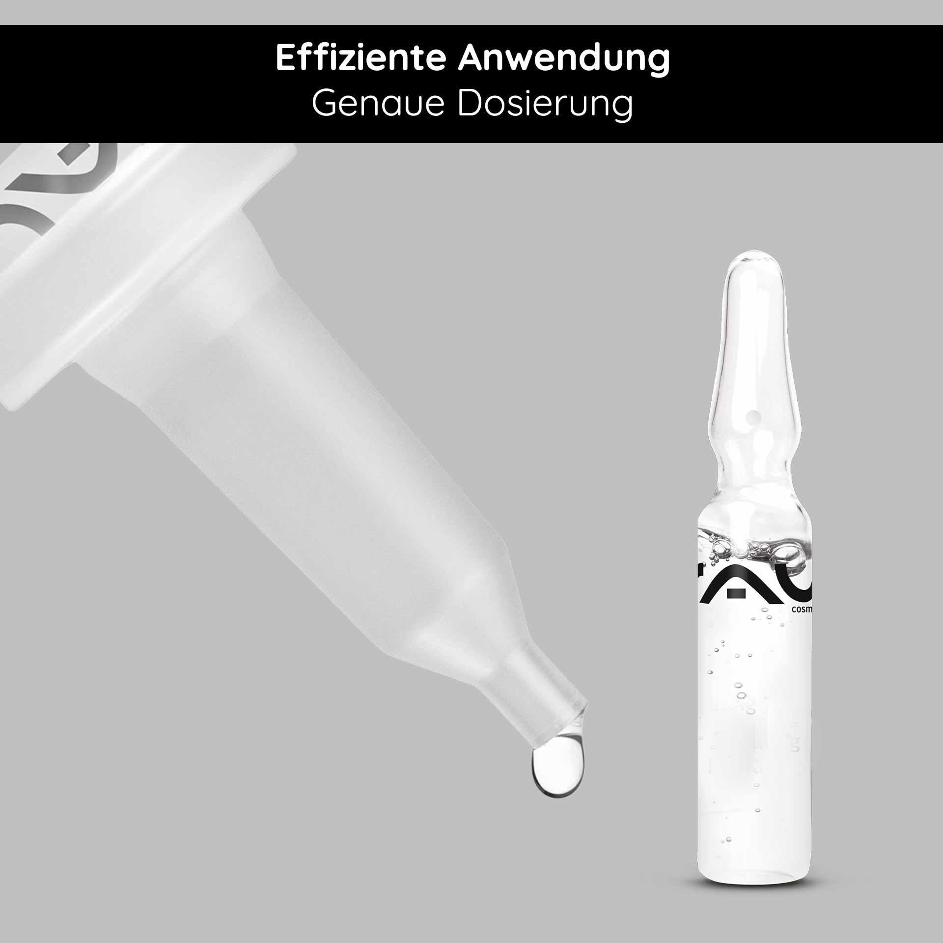 Kit ouvre-ampoule & applicateur d'ampoule Ampullenöffner und Ampullenapplikator von RAU Cosmetics, präzise Dosierung, Tropfen aus Ampulle, effiziente Anwendung, kosmetische Hautpflege.