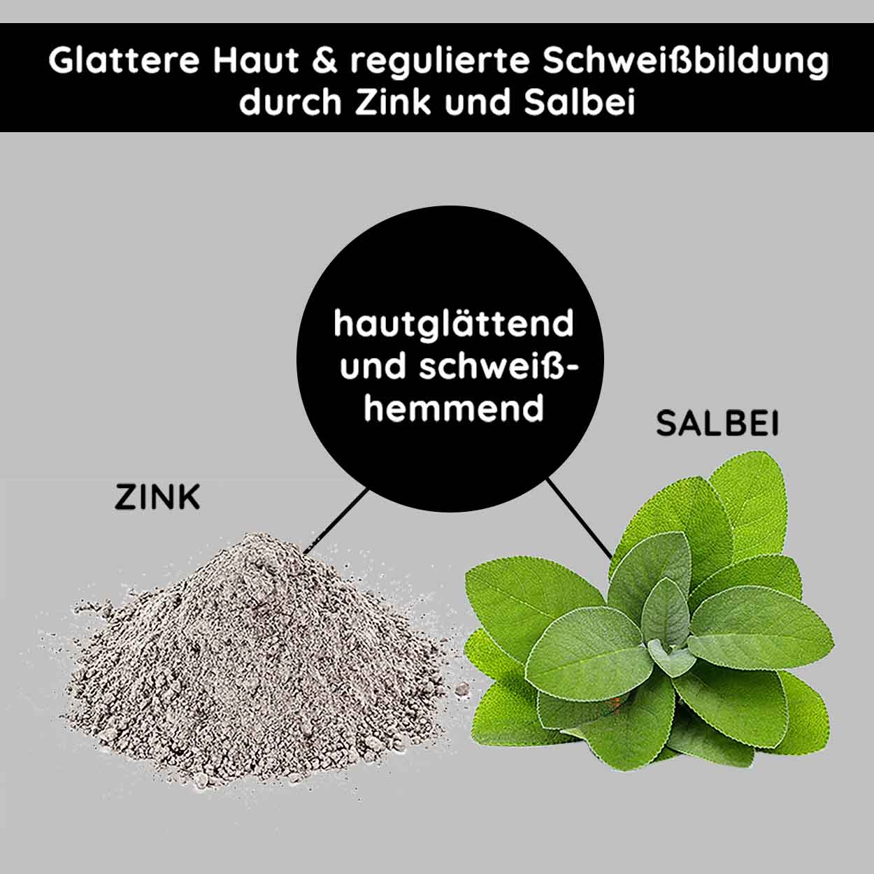 Mineral Mask 200 ml Masque matifiant pour le visage Glattere Haut und regulierte Schweißbildung durch Zink und Salbei, mit Text "hautglättend und schweißhemmend".