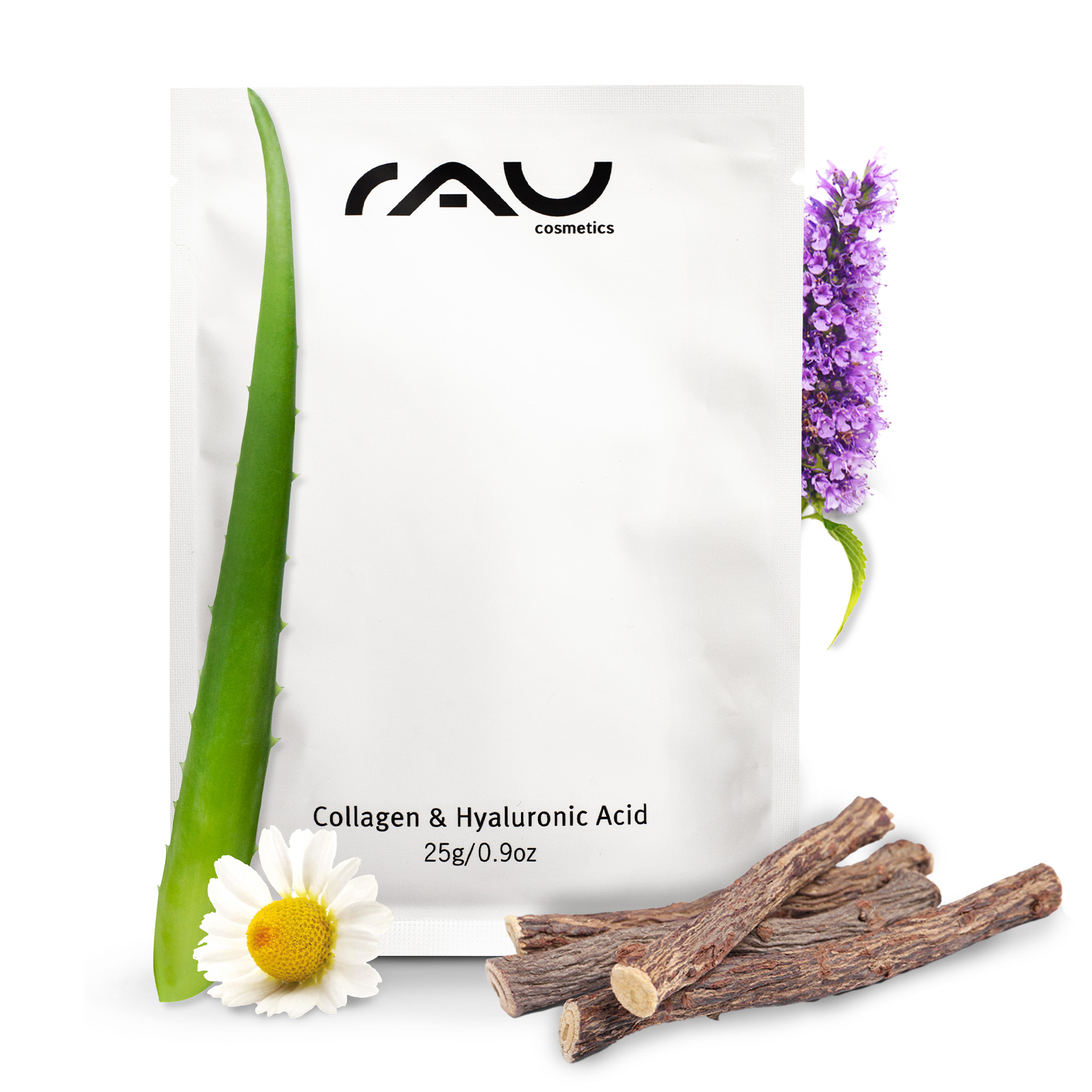 Collagen & Hyaluronic Acid Mask Masque en non-tissé avec panthénol Blume, Pflanze, Kräuterig, Kräuter, Blumen-Arrangement