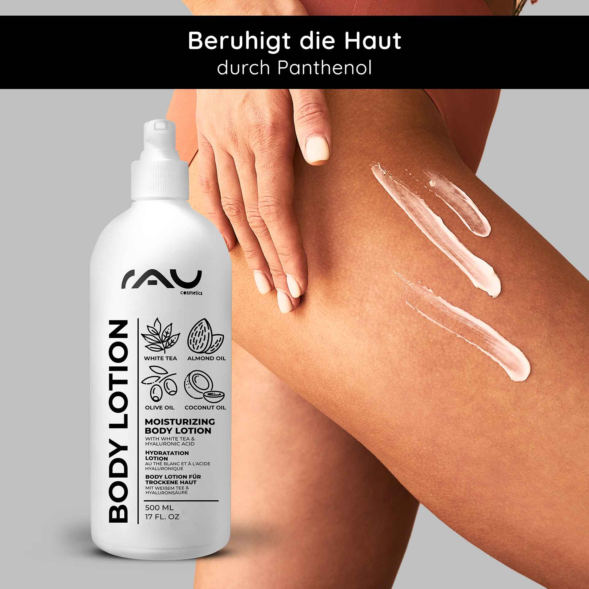 Lotion corporelle pour peaux sèches 500 ml avec hyaluron, thé blanc, urée