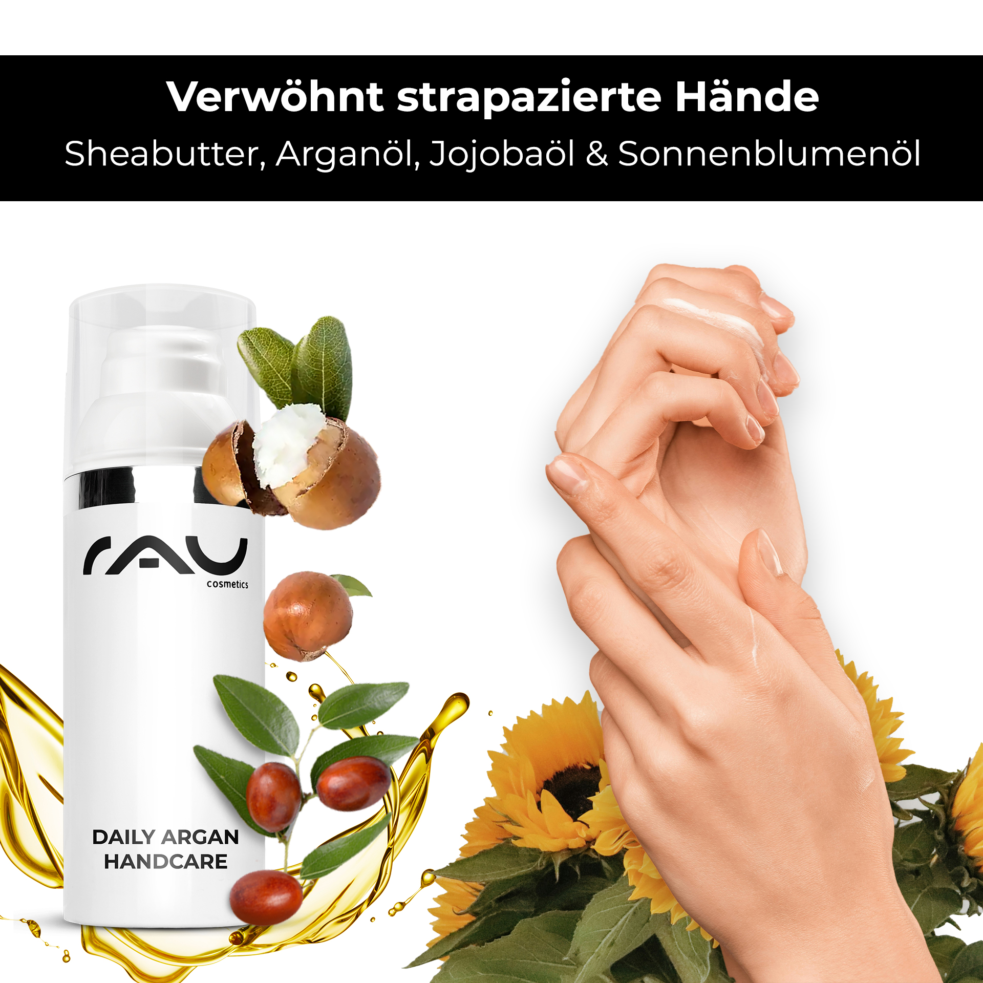 RAU Daily Argan Hand Care 75 ml - crème nourrissante pour les mains pour les mains sèches et stressées